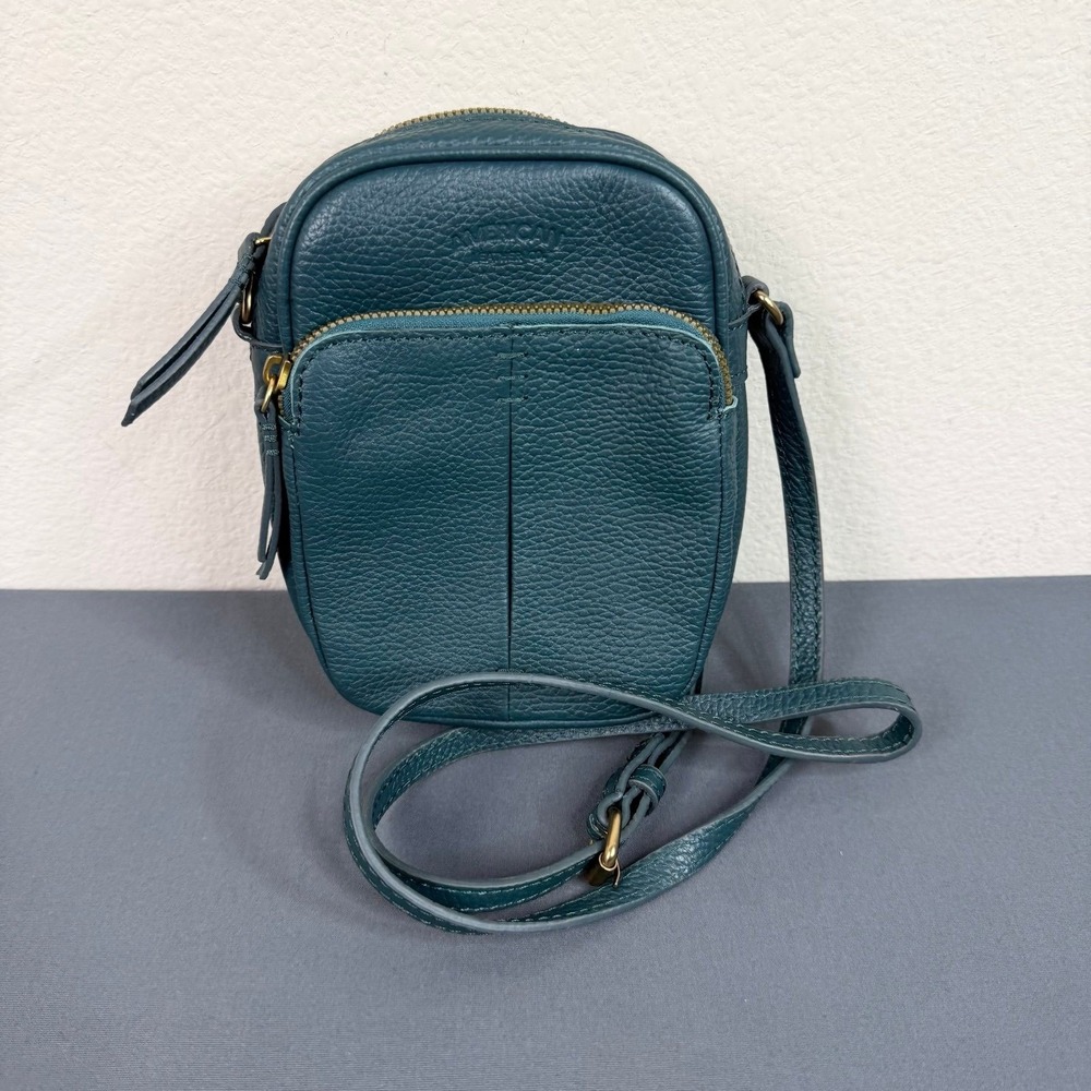 American Leather Co. Cleveland Leather Crossbody Bag Purse Teal Green Blue
